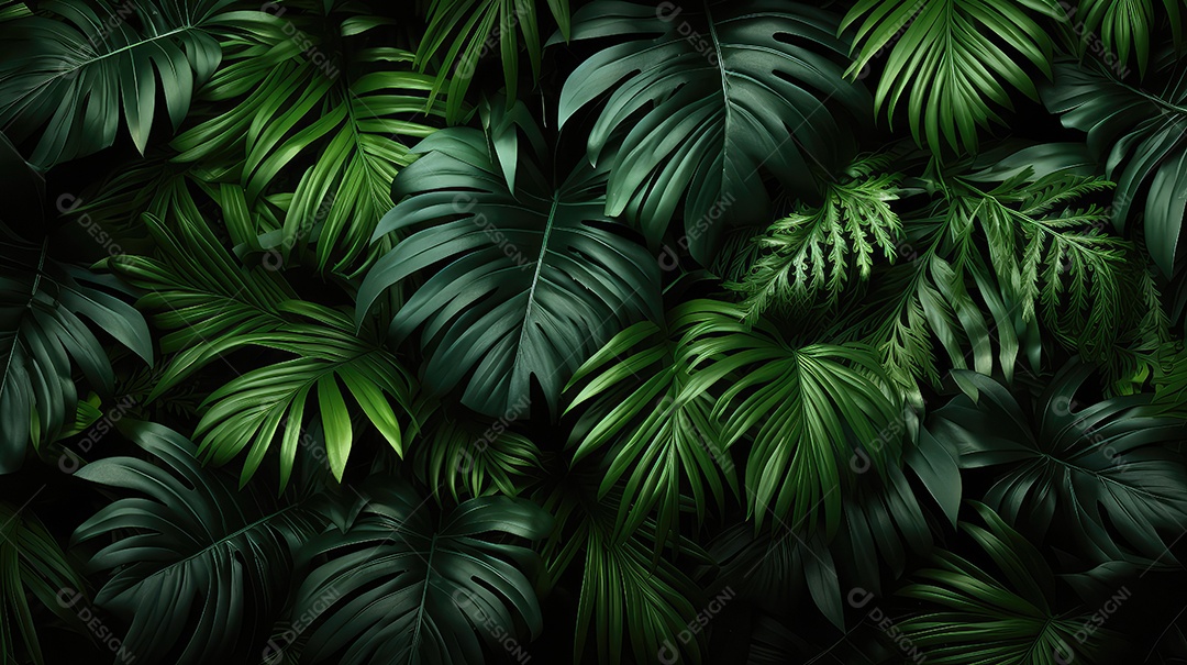 Fundo de folhas verdes. O verde deixa o tom da cor escuro pela manhã.