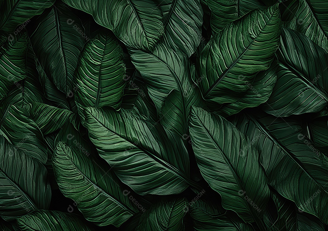 Fundo de folhas verdes. O verde deixa o tom da cor escuro pela manhã.