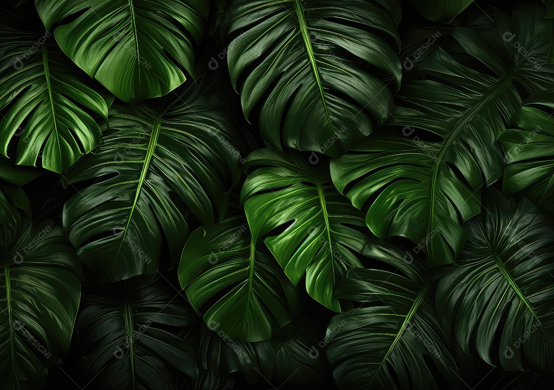 Fundo de folhas verdes. O verde deixa o tom da cor escuro pela manhã.