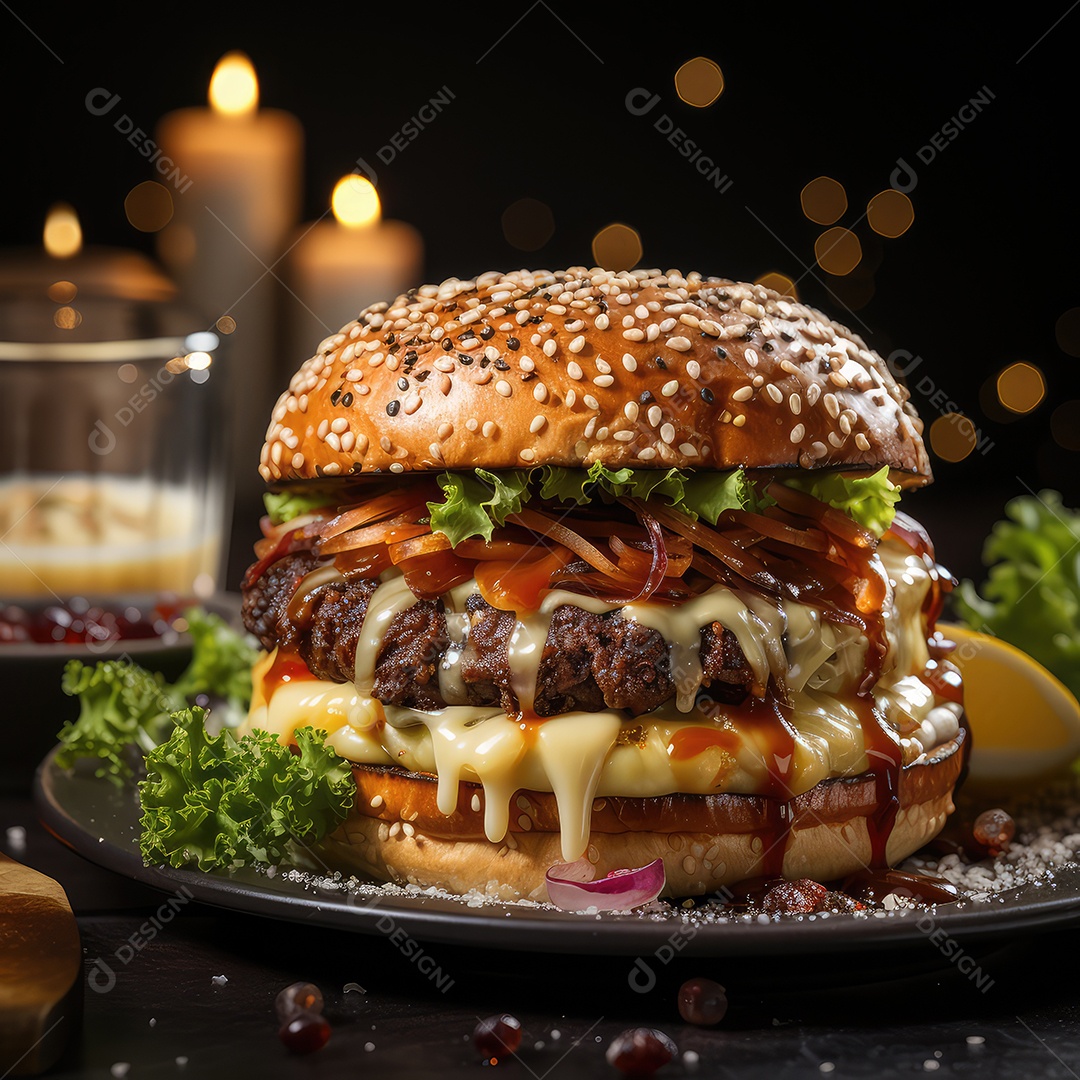 Deliciosos hambúrgueres grelhados.