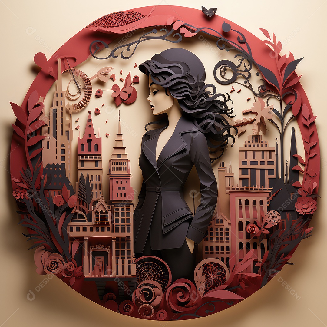 Corte de papel 3D fundo abstrato modelo de dia dos namorados.