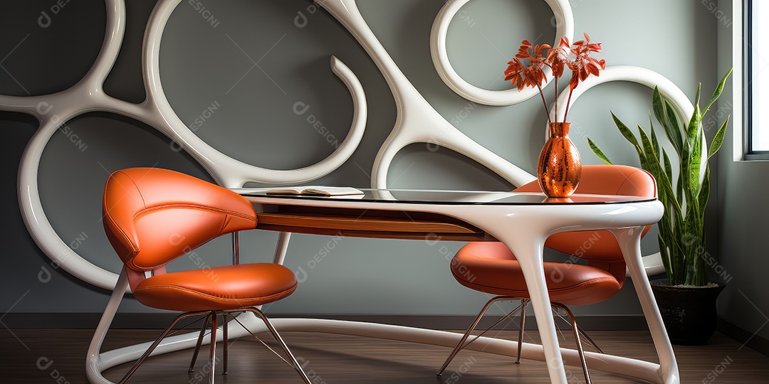 Interior moderno do escritório. Local de trabalho elegante.