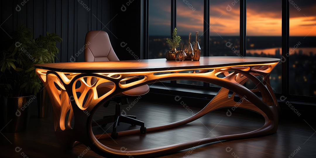 Interior moderno do escritório. Local de trabalho elegante.