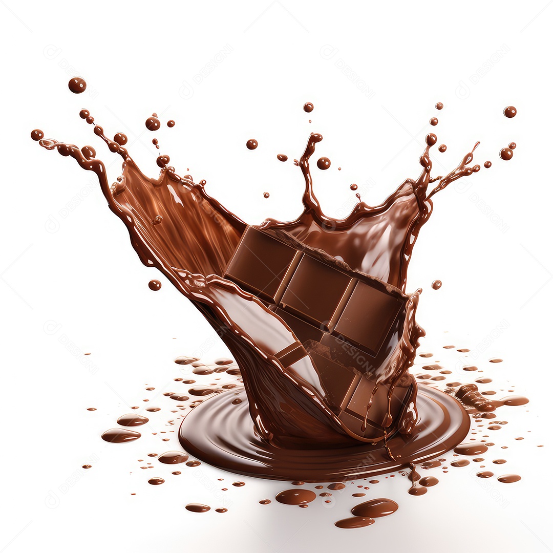Chocolate líquido respingo isolado no branco