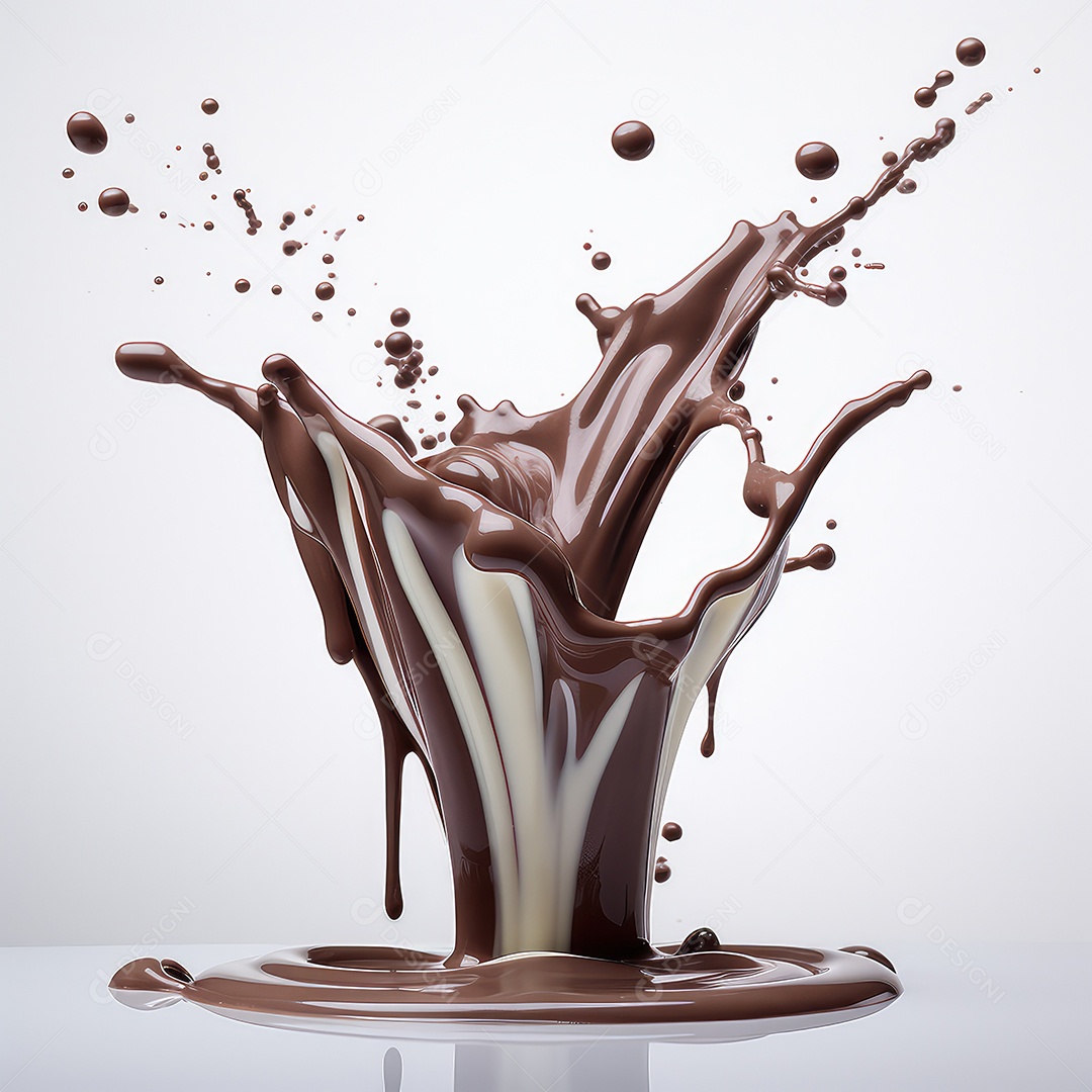Chocolate líquido respingo isolado no branco