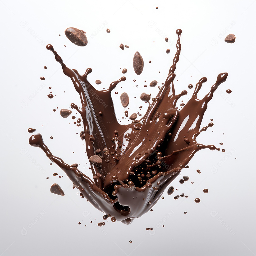 Chocolate líquido respingo isolado no branco