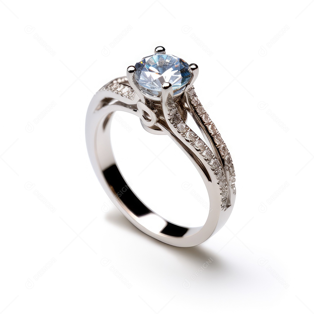 Belo design de anel. anéis de noivado de casamento com diamantes em fundo branco isolado.