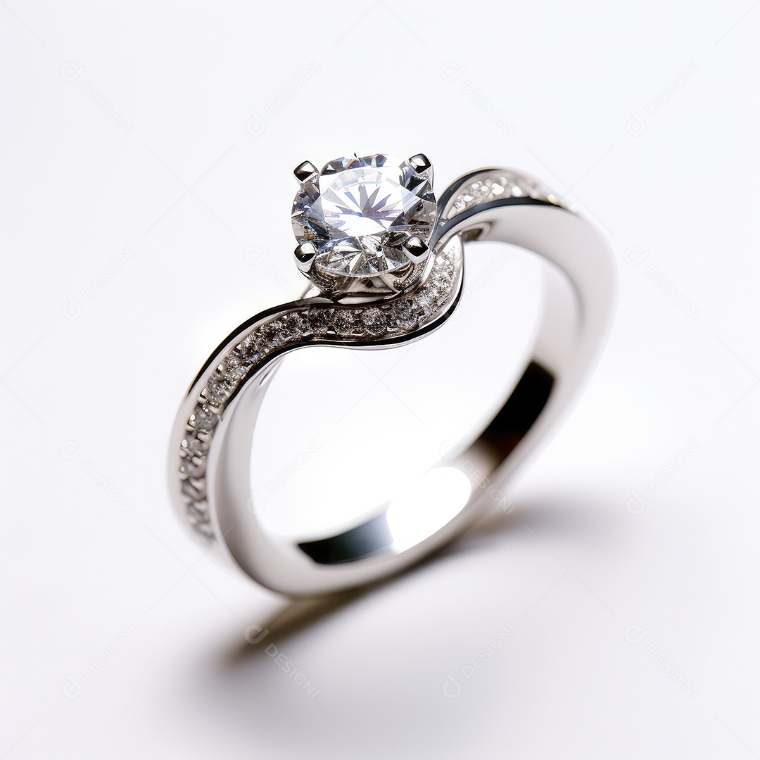 Belo design de anel. anéis de noivado de casamento com diamantes em fundo branco isolado.