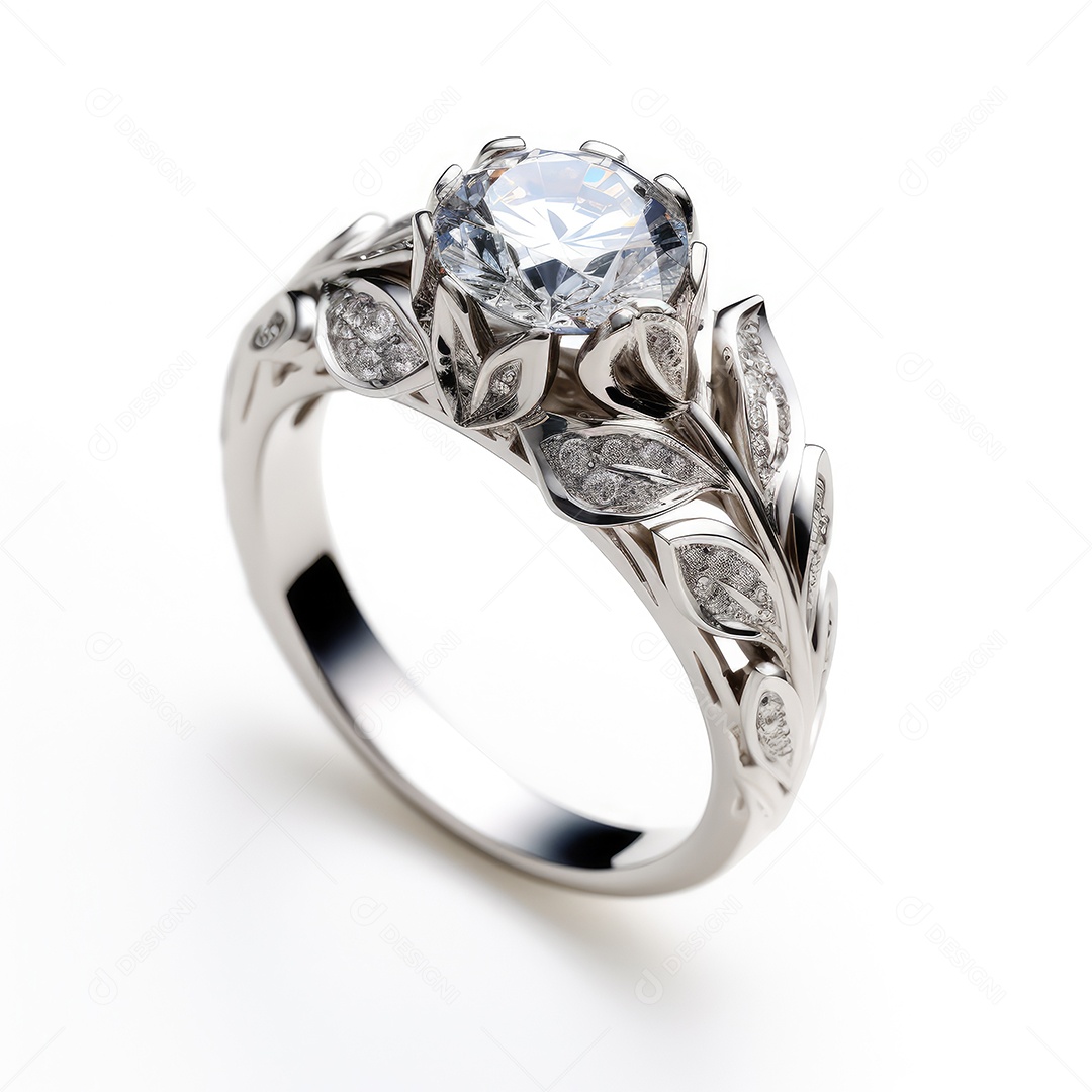 Belo design de anel. anéis de noivado de casamento com diamantes em fundo branco isolado.