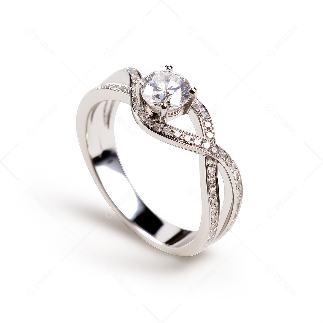Belo design de anel. anéis de noivado de casamento com diamantes em fundo branco isolado.