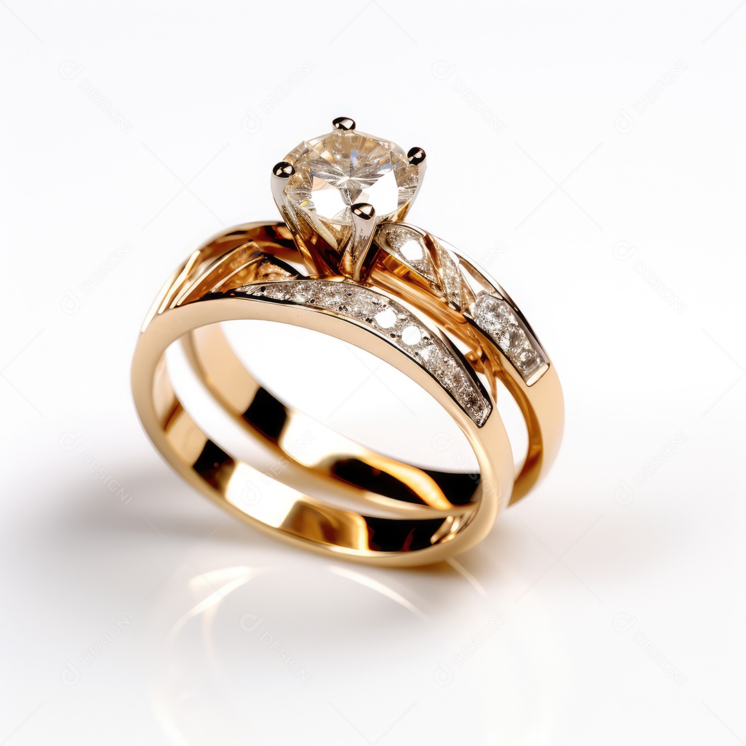 Belo design de anel. anéis de noivado de casamento com diamantes em fundo branco isolado.