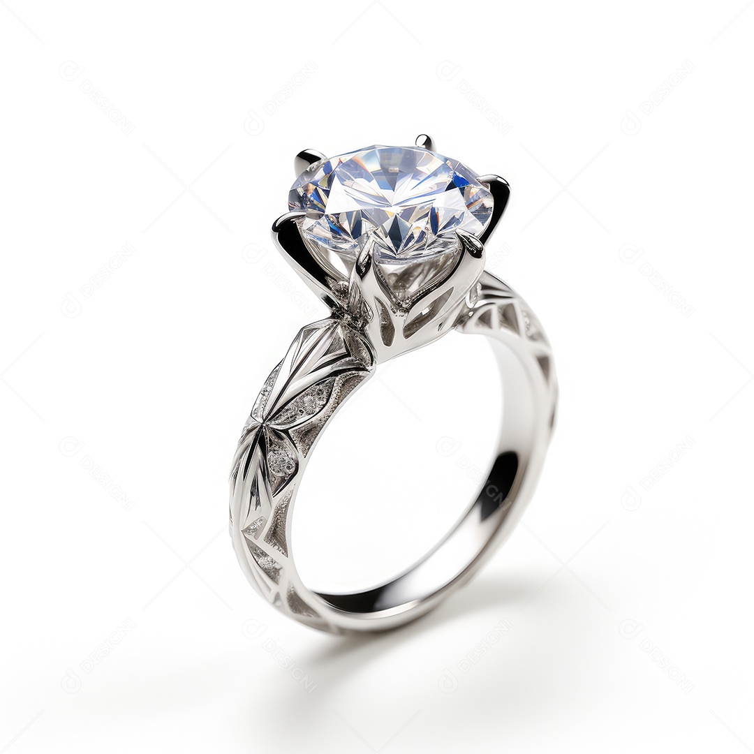 Belo design de anel. anéis de noivado de casamento com diamantes em fundo branco isolado.