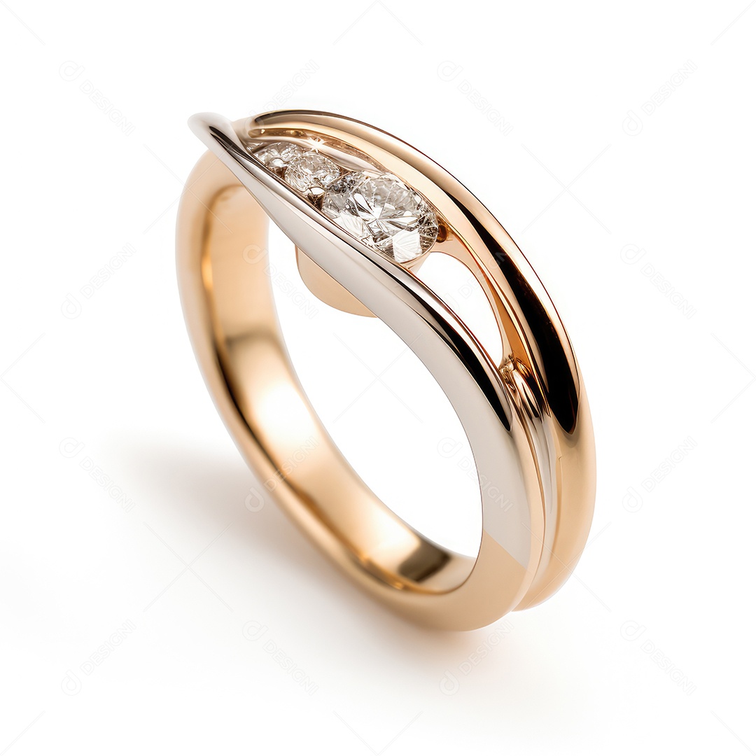 Belo design de anel. anéis de noivado de casamento com diamantes em fundo branco isolado.