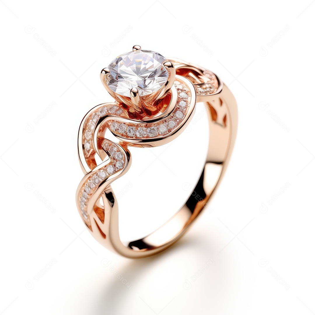 Belo design de anel. anéis de noivado de casamento com diamantes em fundo branco isolado.