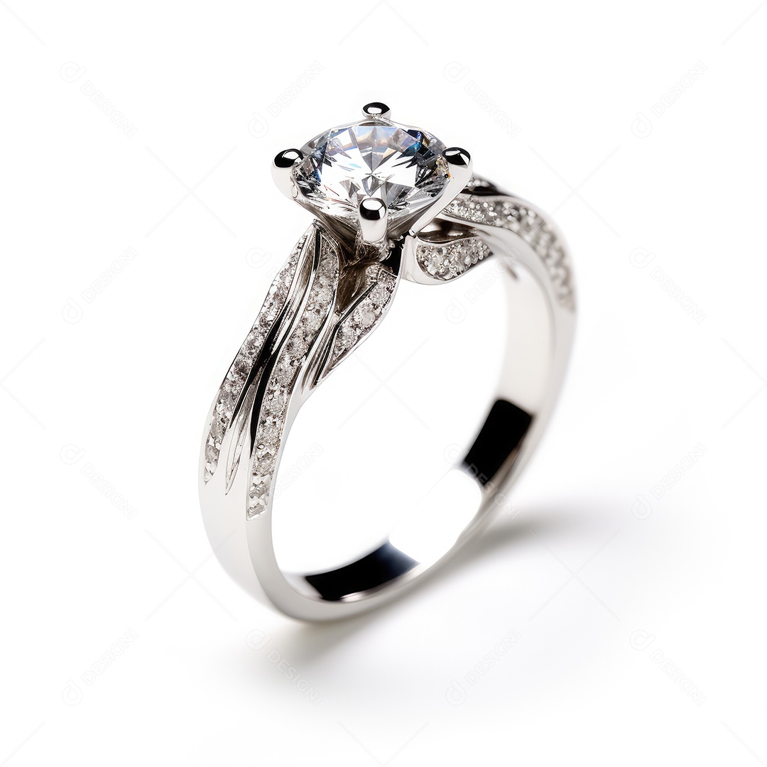 Belo design de anel. anéis de noivado de casamento com diamantes em fundo branco isolado.