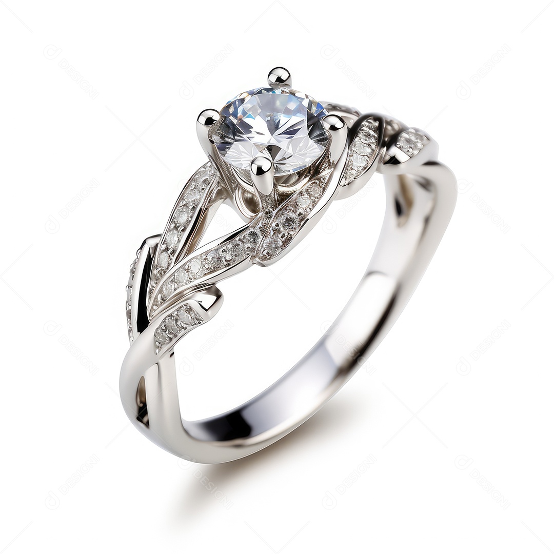 Belo design de anel. anéis de noivado de casamento com diamantes em fundo branco isolado.