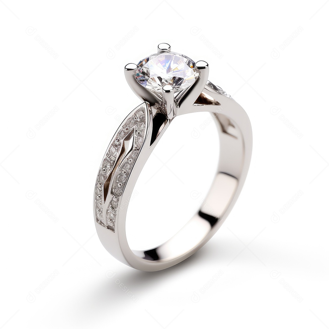 Belo design de anel. anéis de noivado de casamento com diamantes em fundo branco isolado.