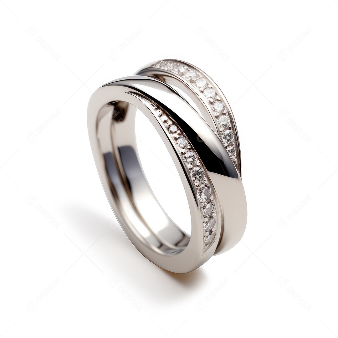 Belo design de anel. anéis de noivado de casamento com diamantes em fundo branco isolado.