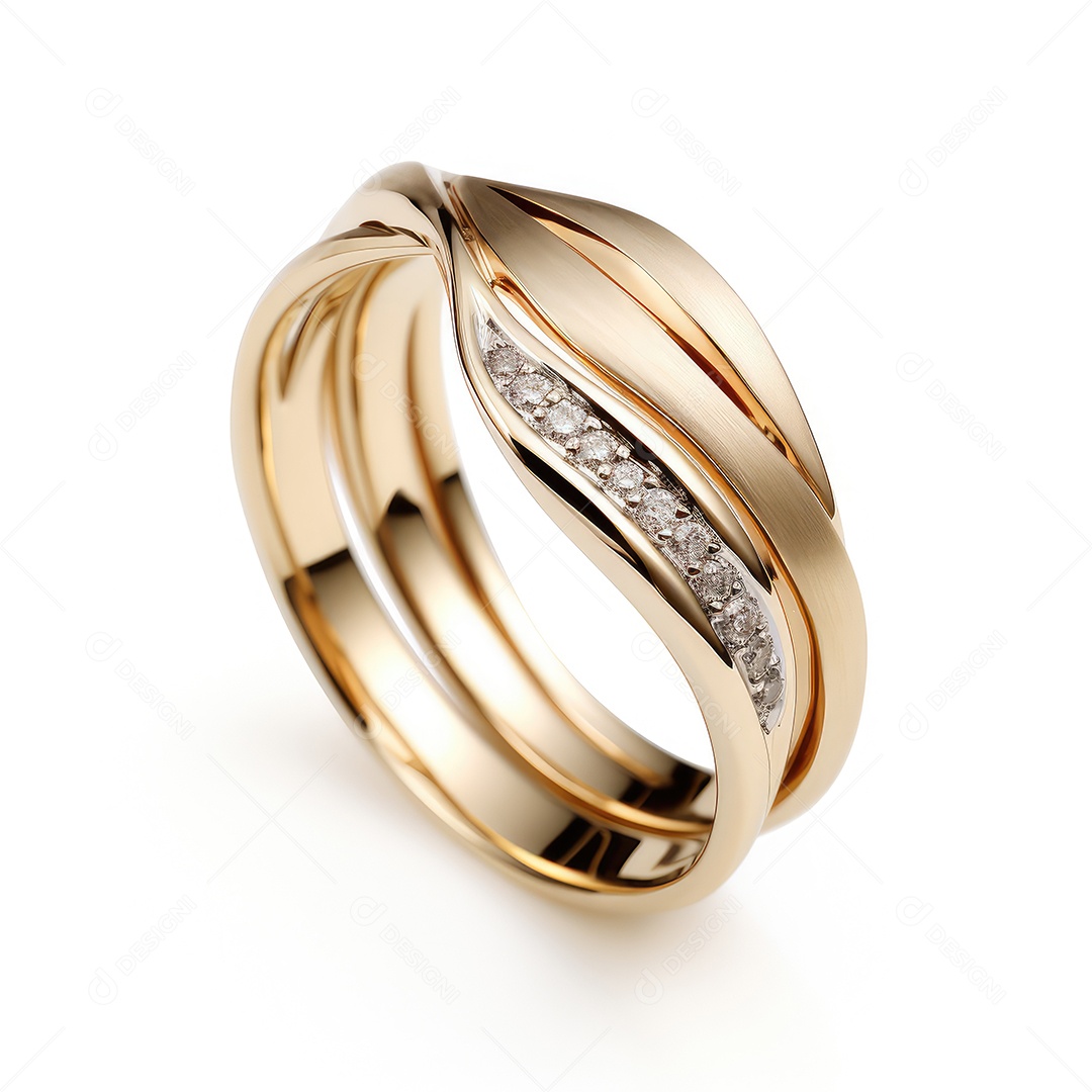 Belo design de anel. anéis de noivado de casamento com diamantes em fundo branco isolado.