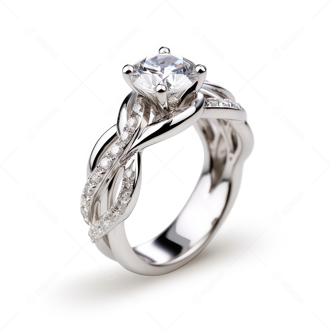 Belo design de anel. anéis de noivado de casamento com diamantes em fundo branco isolado.