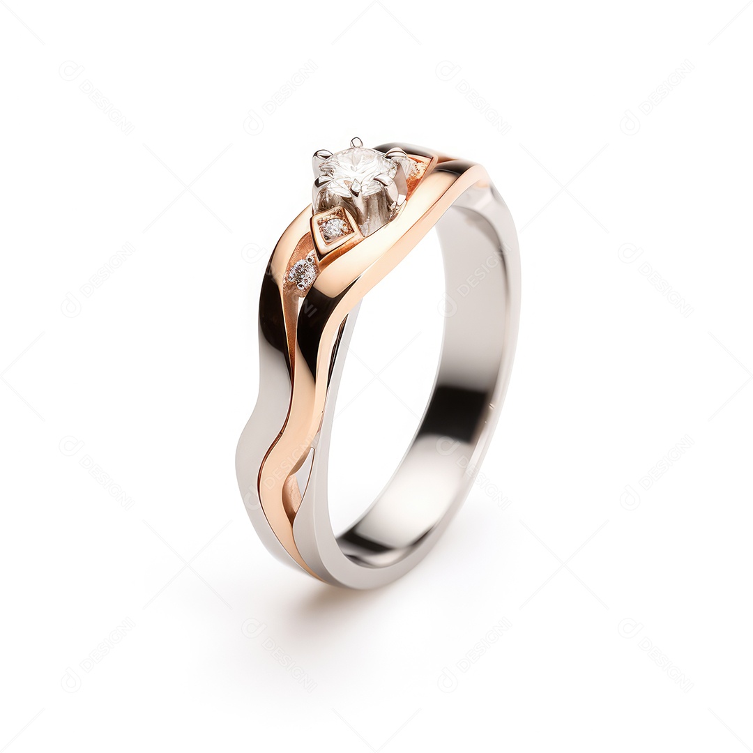 Belo design de anel. anéis de noivado de casamento com diamantes em fundo branco isolado.