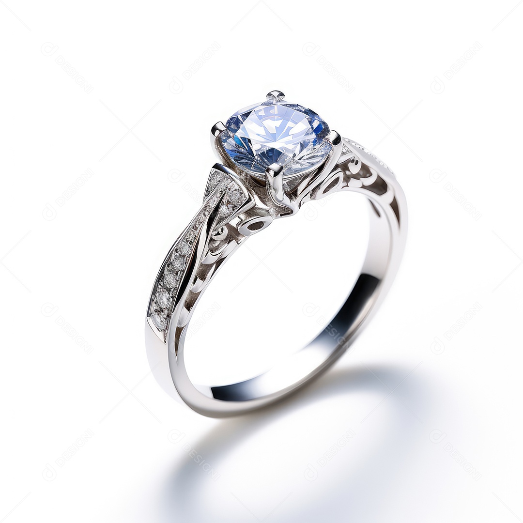 Belo design de anel. anéis de noivado de casamento com diamantes em fundo branco isolado.