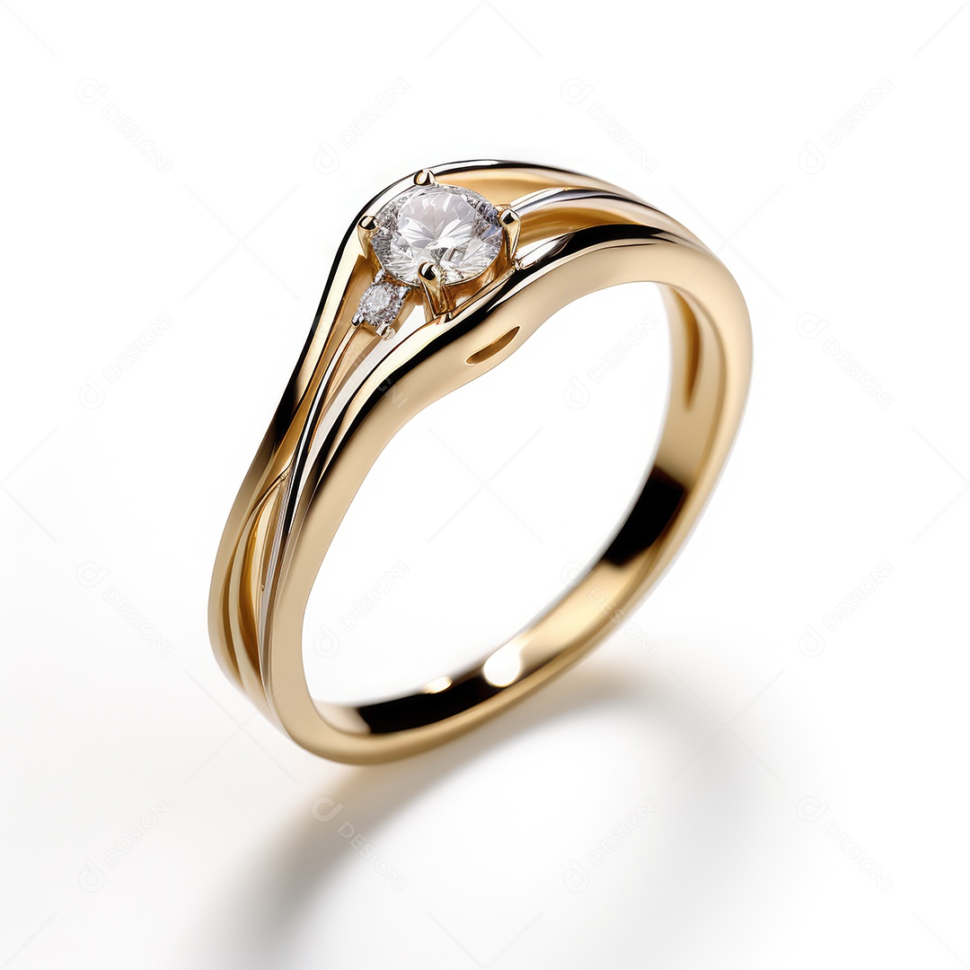Belo design de anel. anéis de noivado de casamento com diamantes em fundo branco isolado.