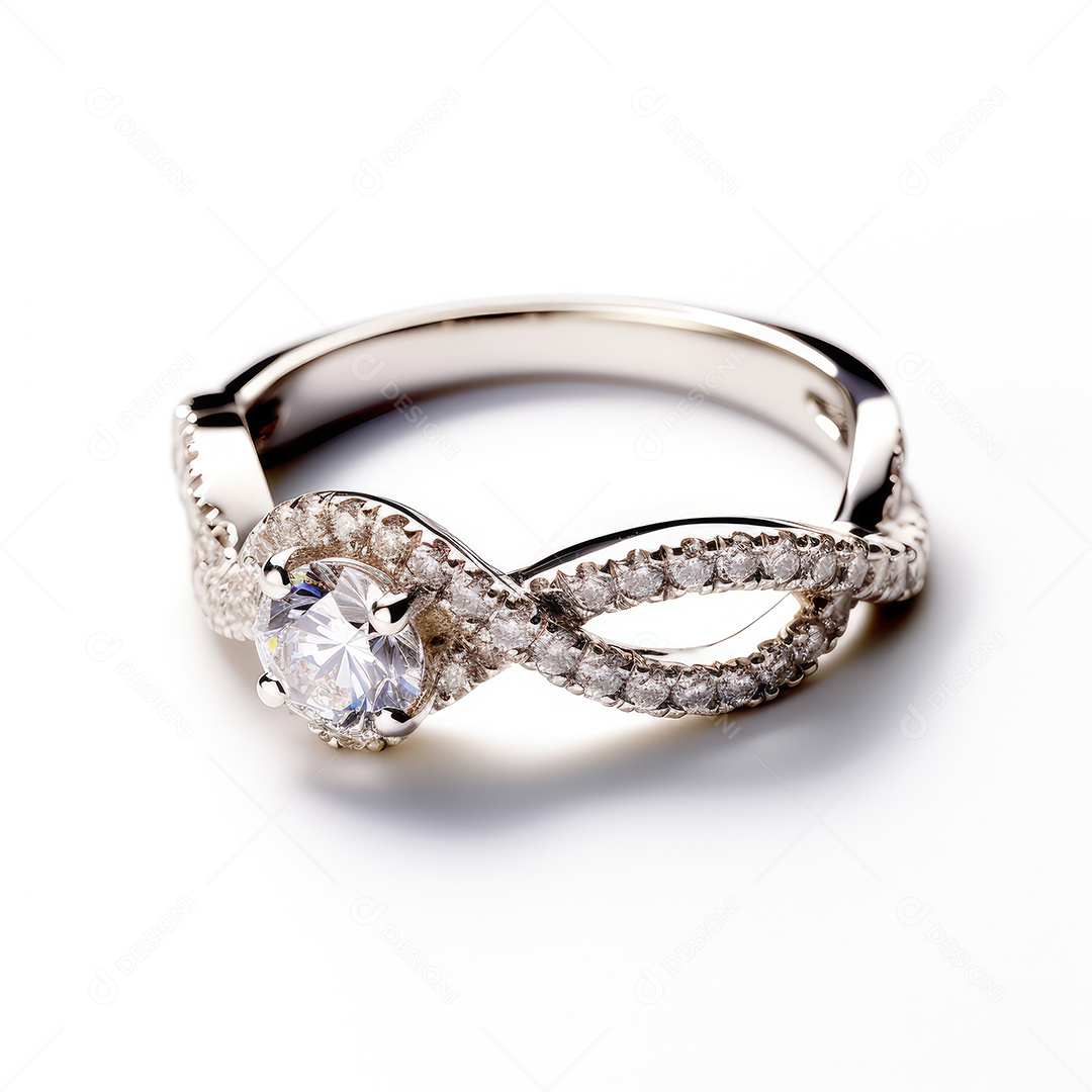 Belo design de anel. anéis de noivado de casamento com diamantes em fundo branco isolado.