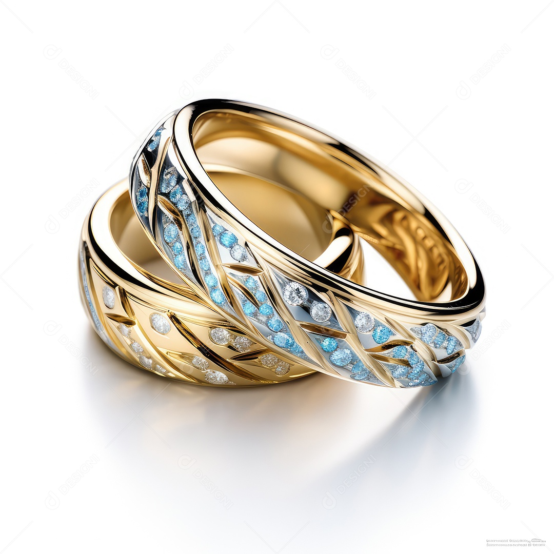 Belo design de anel. anéis de noivado de casamento com diamantes em fundo branco isolado.