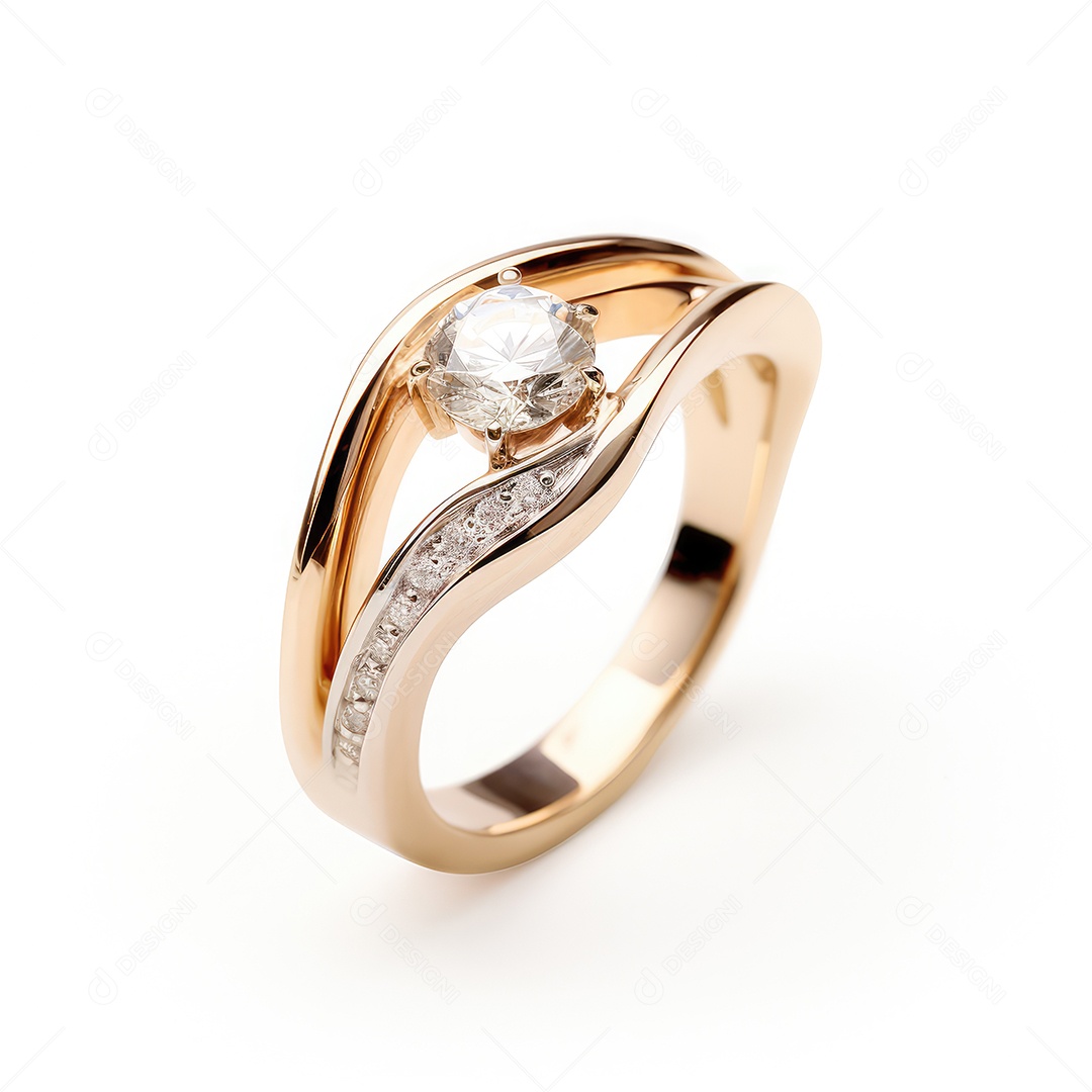 Belo design de anel. anéis de noivado de casamento com diamantes em fundo branco isolado.