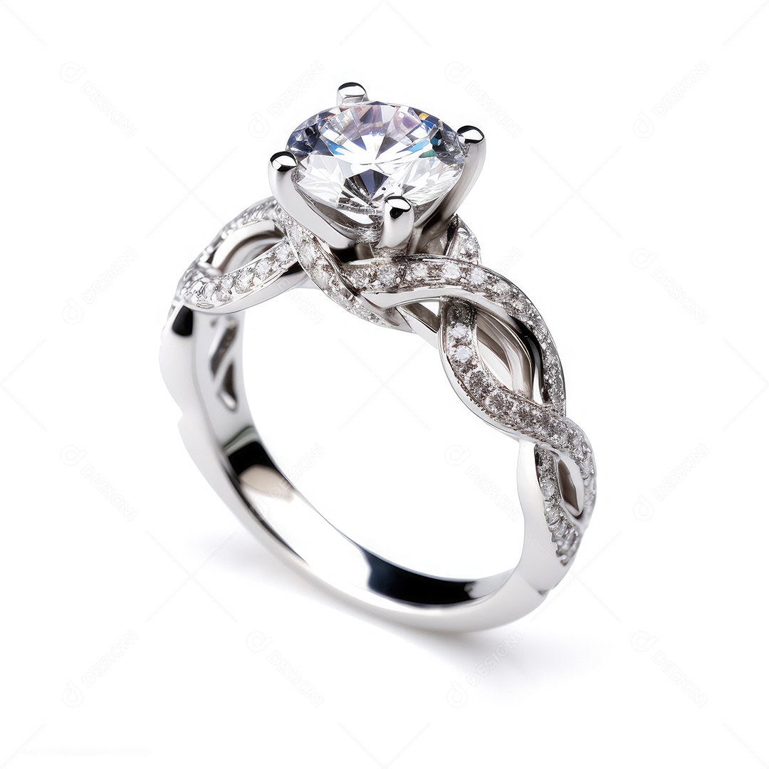 Belo design de anel. anéis de noivado de casamento com diamantes em fundo branco isolado.