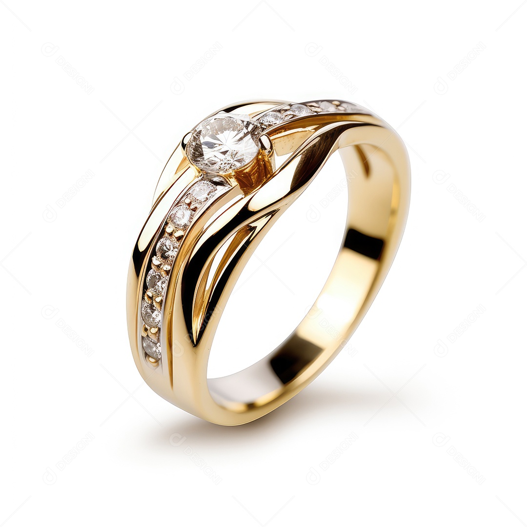 Belo design de anel. anéis de noivado de casamento com diamantes em fundo branco isolado.