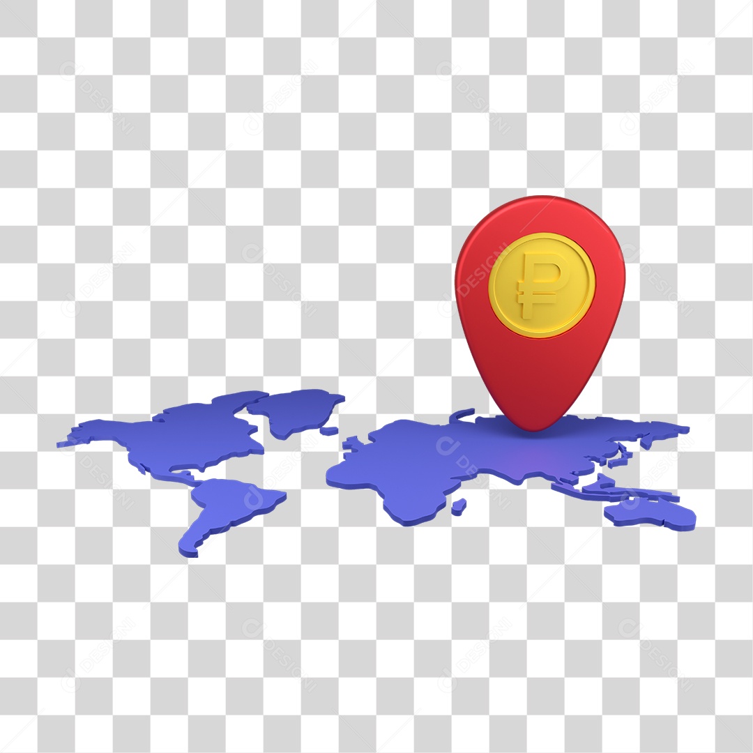 Moeda em Pin de Localização Mapa PNG Transparente