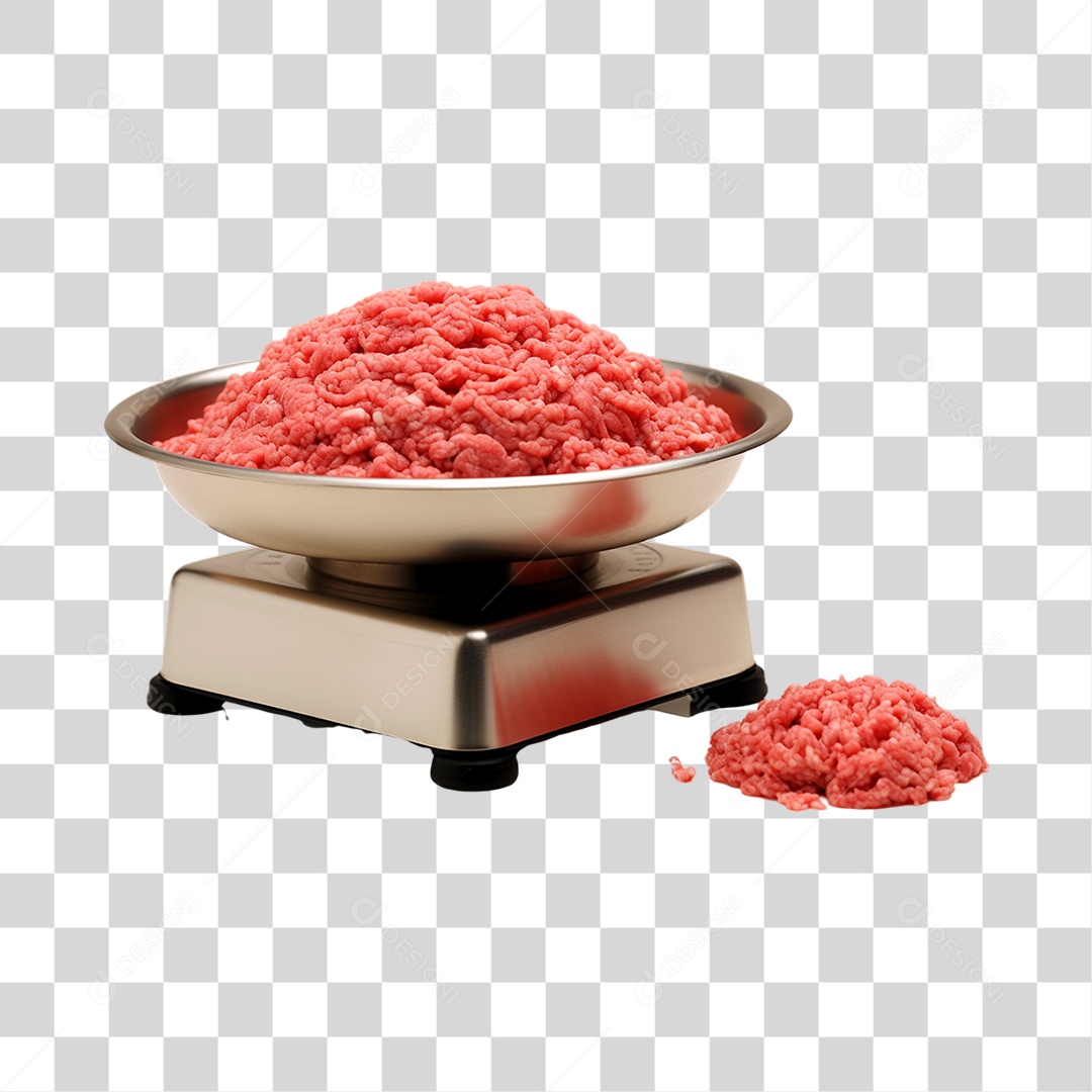 Carne Moída em uma Balança Fundo PNG Transparente
