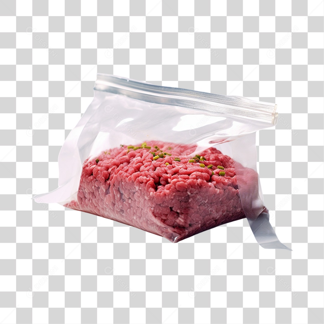 Carne Moída em uma Sacola Fundo PNG Transparente