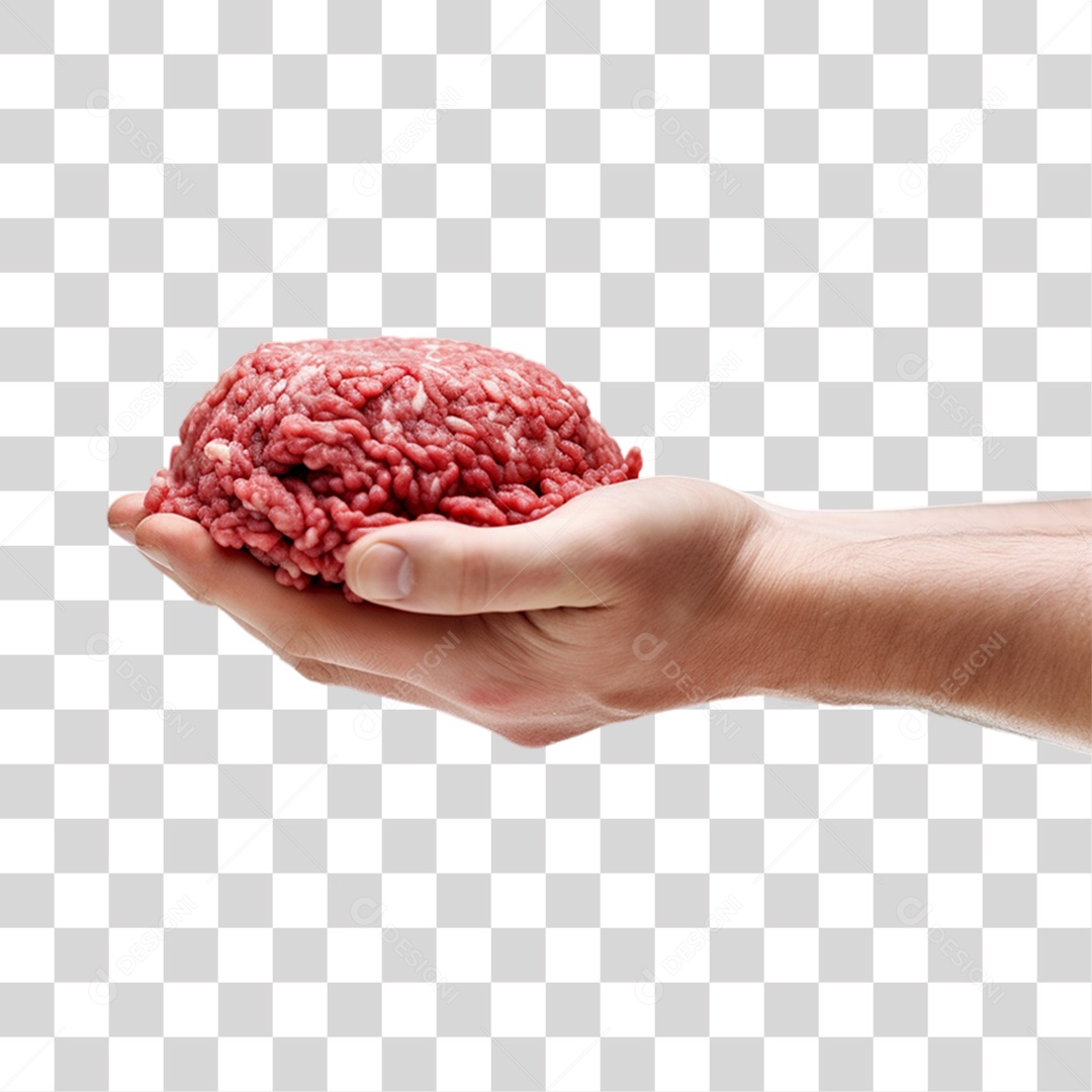 Mão Segurando Carne Moída Fundo PNG Transparente