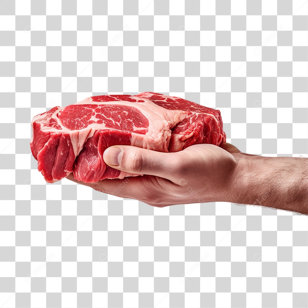 Hand Holding Meats for BBQ Transparent PNG Background