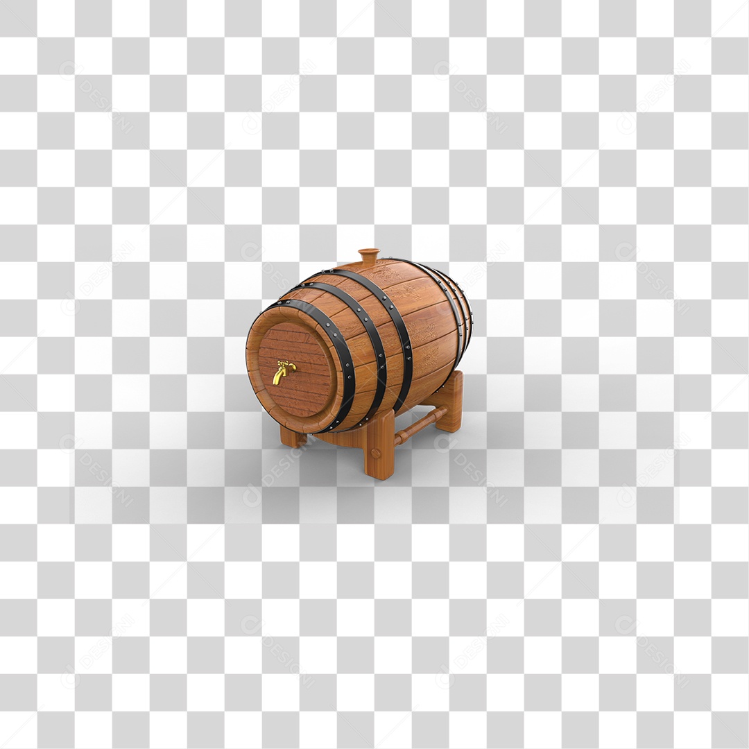 Objeto 3D Barril de Bebida PNG Transparente