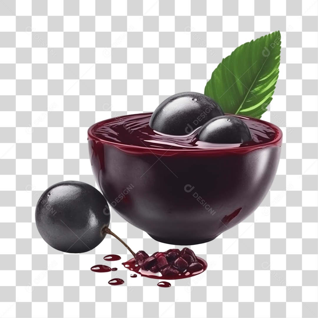 Açaí na Tigela com Mirtilo Fundo PNG Transparente