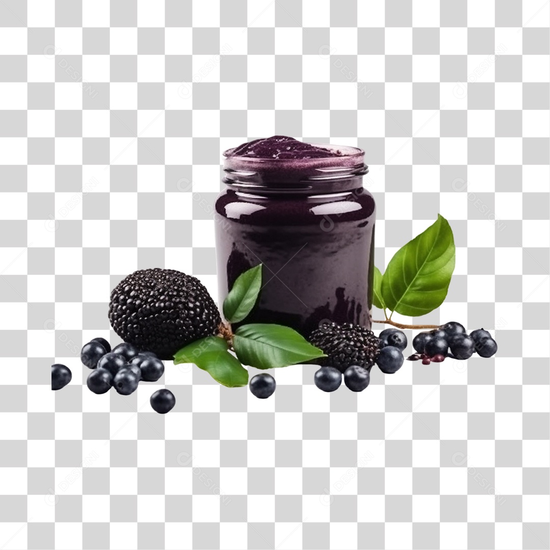 Açaí na Tigela com Mirtilo e Amora Fundo PNG Transparente