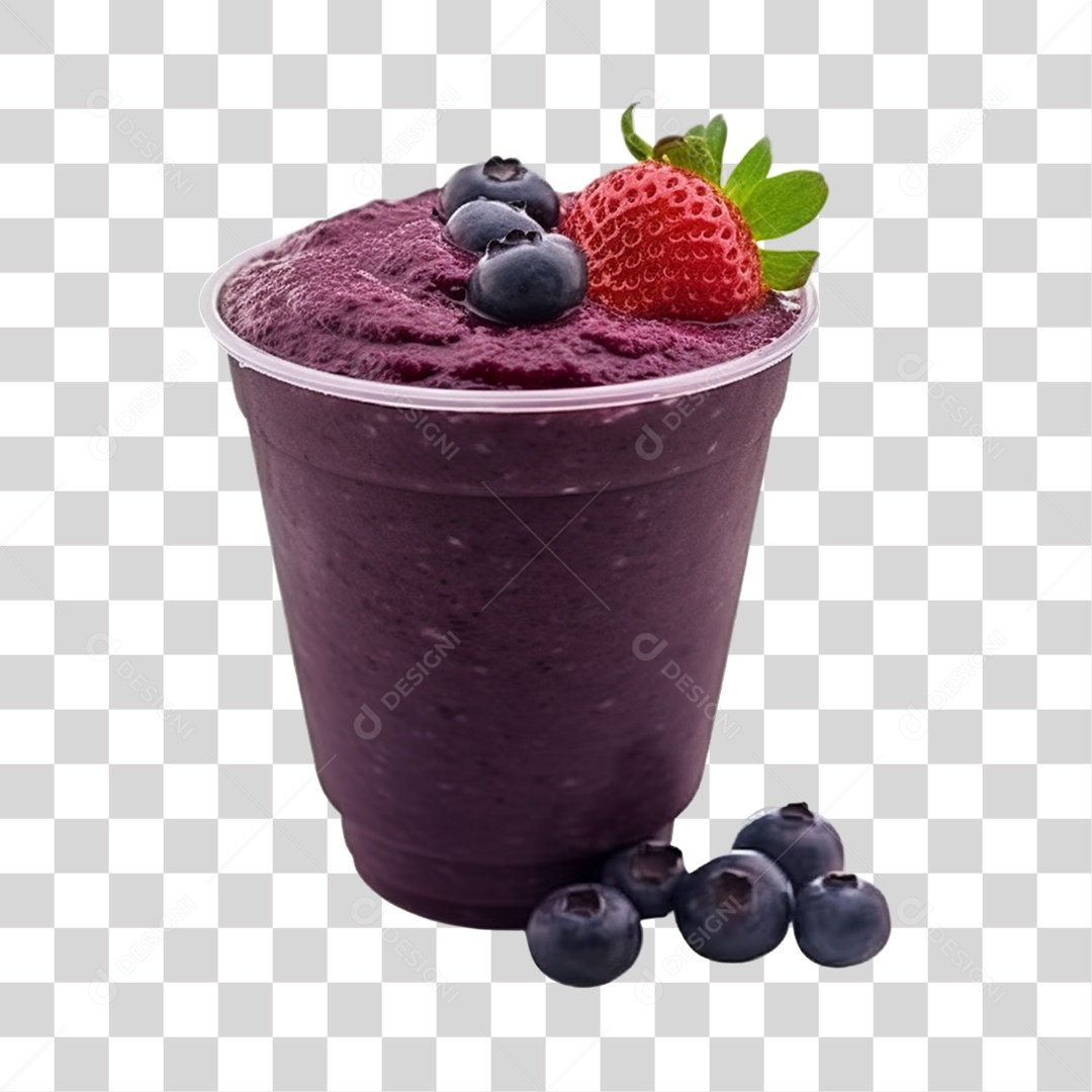 Açaí in a Bowl with Blueberry and Strawberry Transparent PNG Background