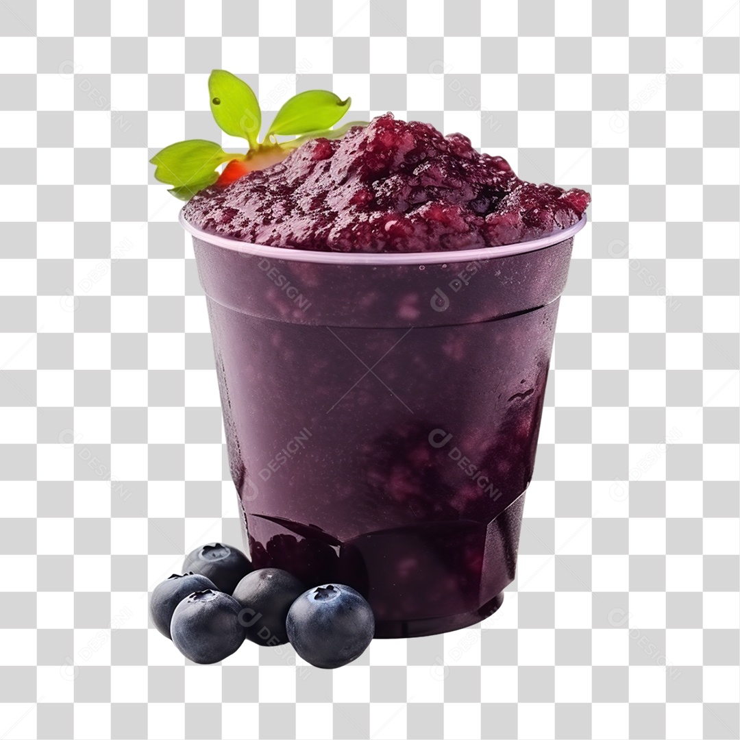 Açaí na Tigela com Mirtilo Fundo PNG Transparente