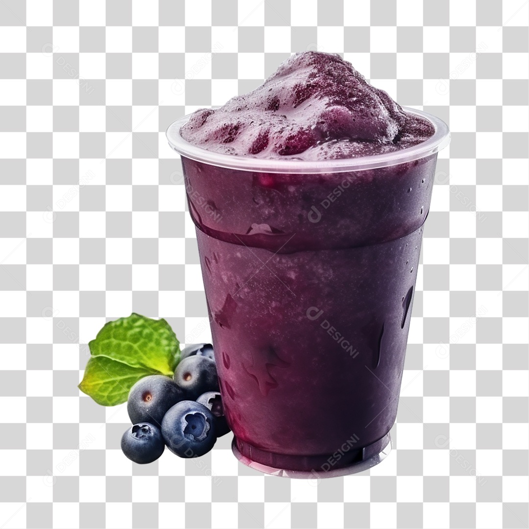 Açaí na Tigela com Mirtilo Fundo PNG Transparente