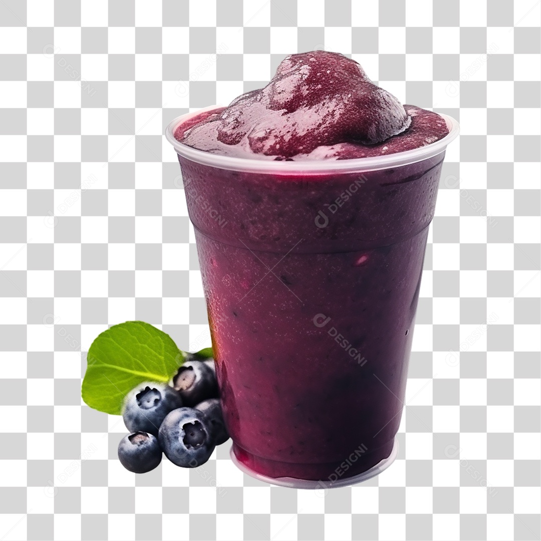 Açaí na Tigela com Mirtilo Fundo PNG Transparente