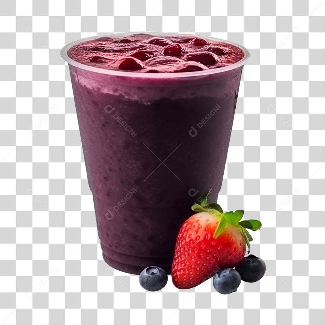 Açaí in a Bowl with Blueberry and Strawberry Transparent PNG Background