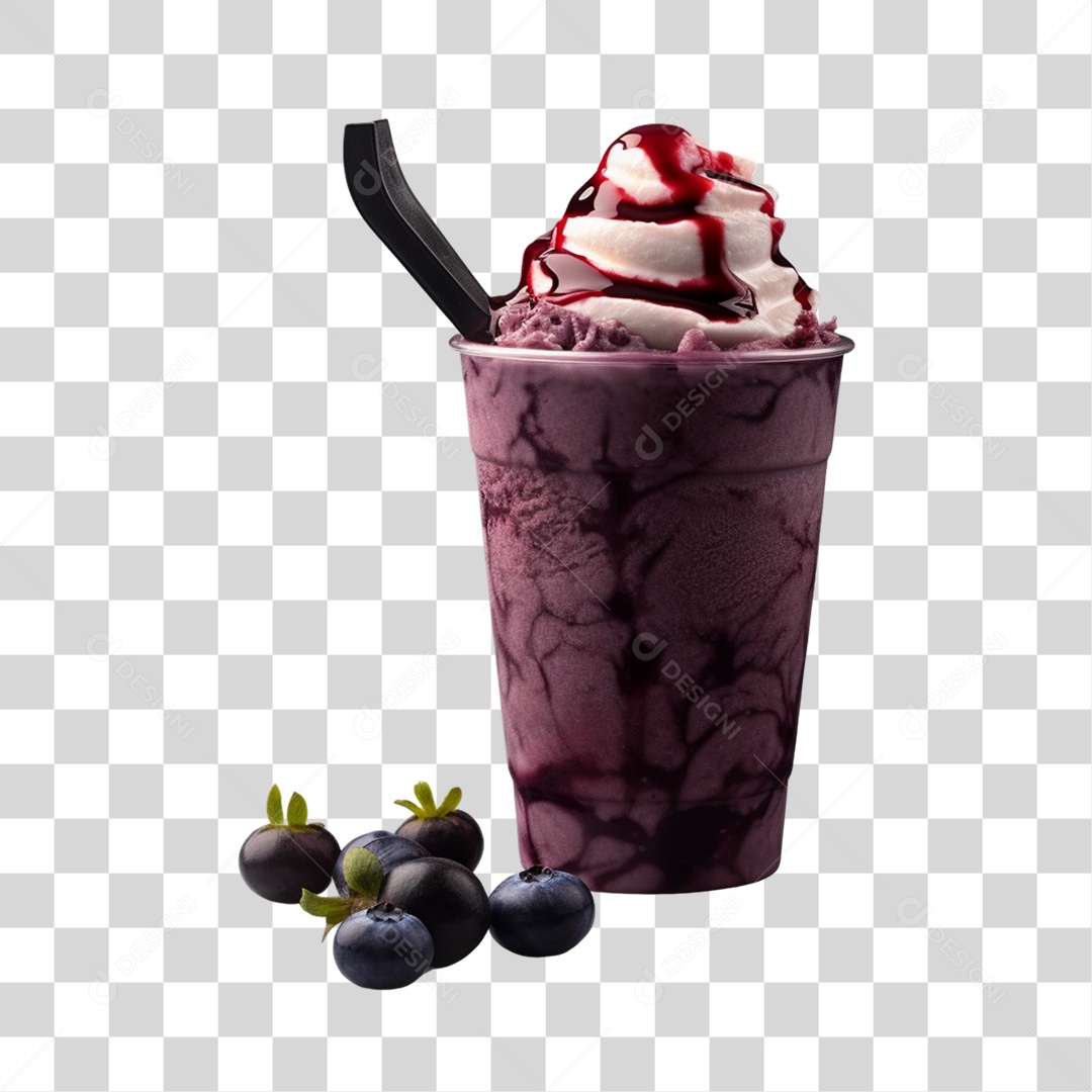 Açaí na Tigela com Mirtilo Fundo PNG Transparente