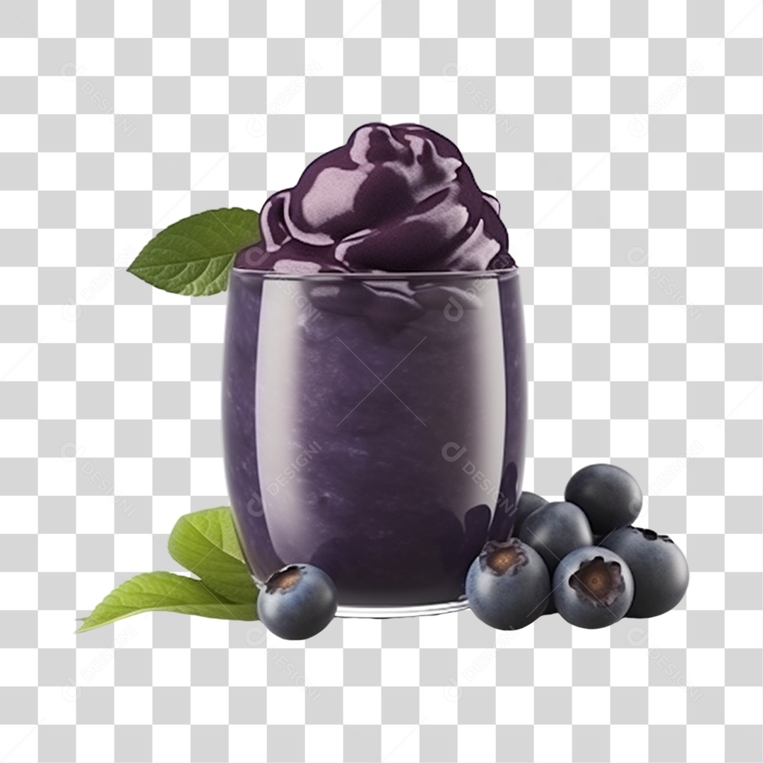 Açaí na Tigela com Mirtilo Fundo PNG Transparente