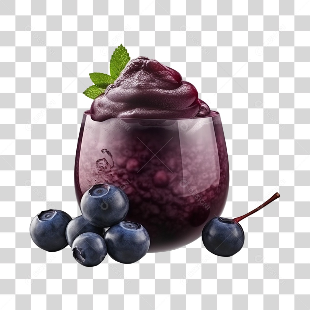 Açaí na Tigela com Mirtilo Fundo PNG Transparente