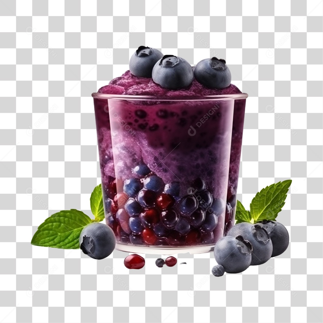 Açaí na Tigela com Mirtilo Fundo PNG Transparente