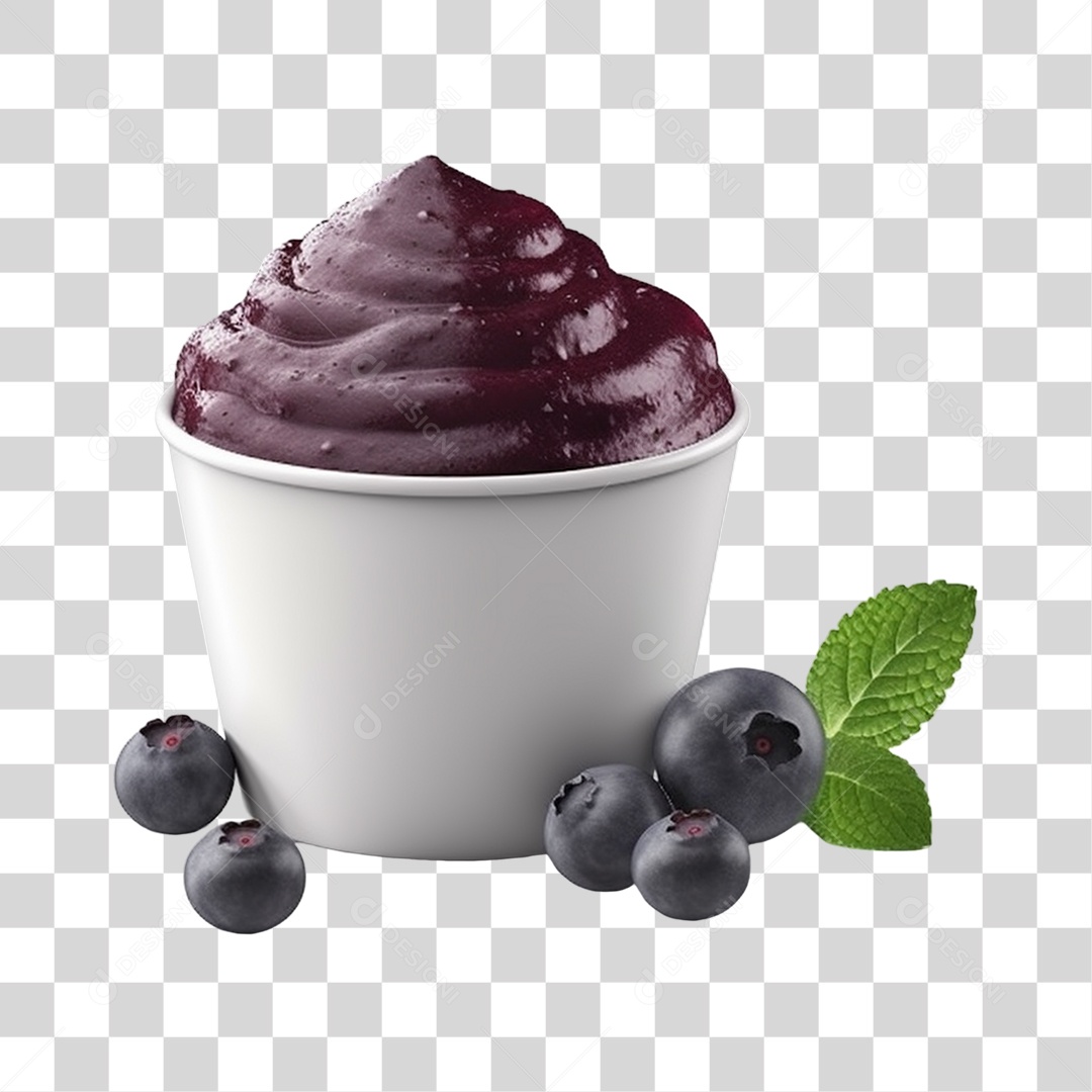 Açaí na Tigela com Mirtilo Fundo PNG Transparente